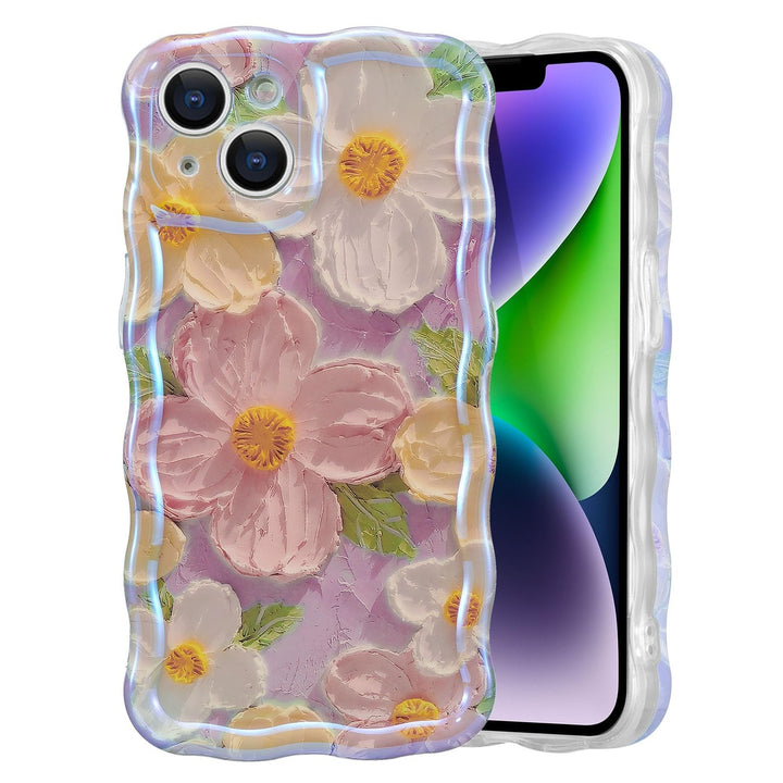 Retro Floral Glossy iPhone 16 Pro Case - Pink Wave - DOKUTRONIX