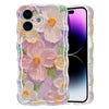Retro Floral Glossy iPhone 16 Pro Case - Pink Wave