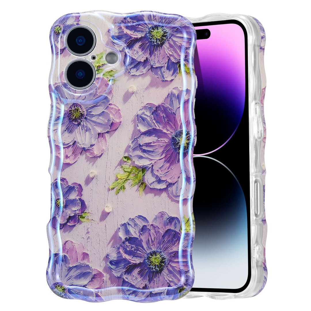 Retro Floral Glossy iPhone 16 Pro Case - Pink Wave - DOKUTRONIX