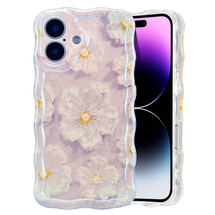Retro Floral Glossy iPhone 16 Pro Case - Pink Wave - DOKUTRONIX
