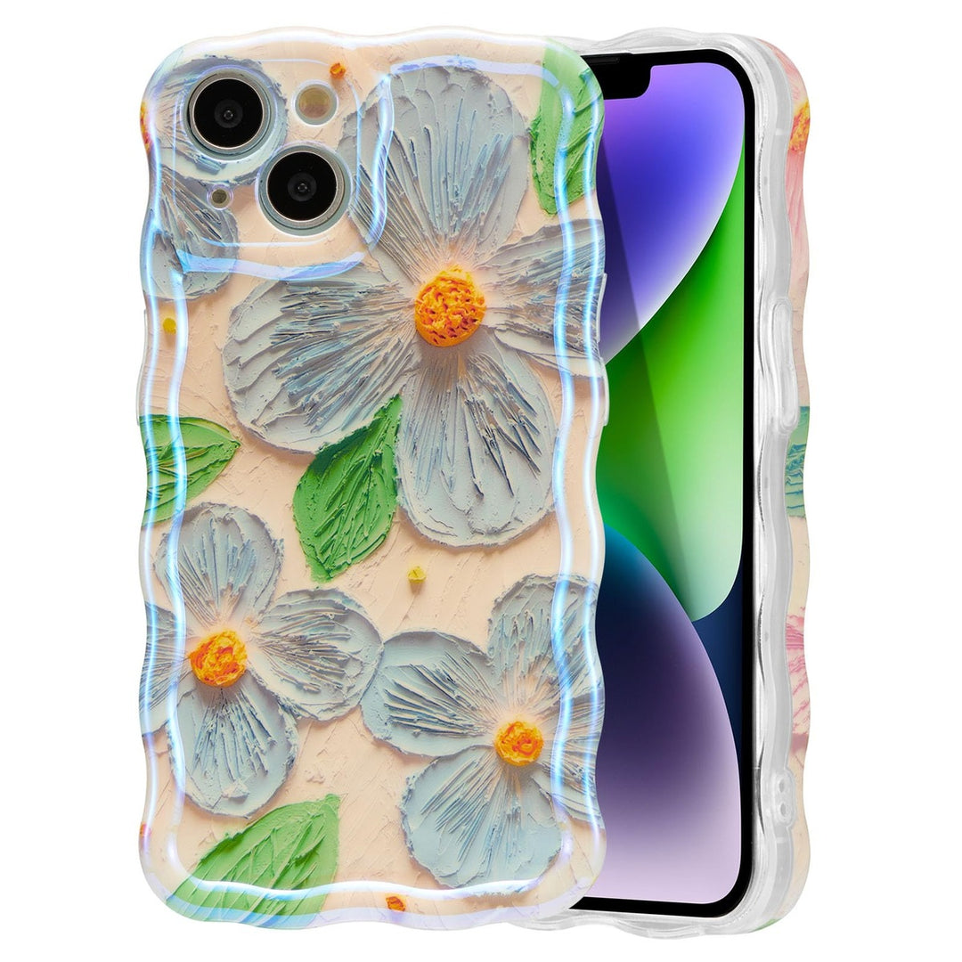 Retro Floral Glossy iPhone 16 Pro Case - Pink Wave - DOKUTRONIX