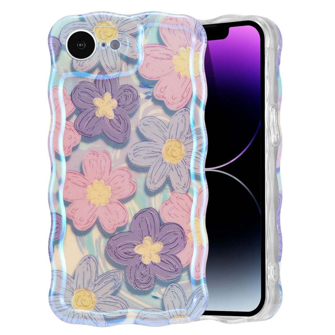 Retro Floral Glossy iPhone 16 Pro Case - Pink Wave - DOKUTRONIX