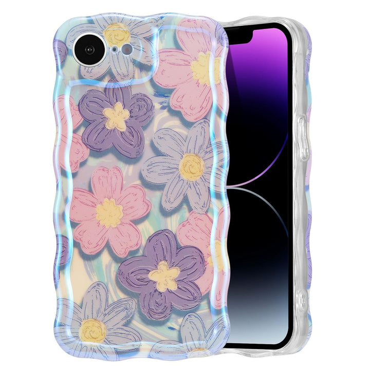 Retro Floral Glossy iPhone 16 Pro Case - Pink Wave - DOKUTRONIX