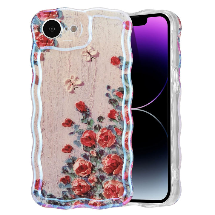 Retro Floral Glossy iPhone 16 Pro Case - Pink Wave - DOKUTRONIX