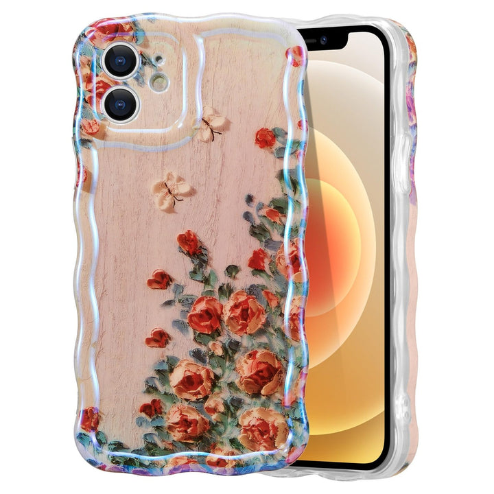 Retro Floral Glossy iPhone 16 Pro Case - Pink Wave - DOKUTRONIX
