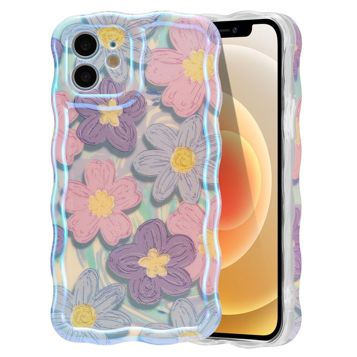 Retro Floral Glossy iPhone 16 Pro Case - Pink Wave - DOKUTRONIX