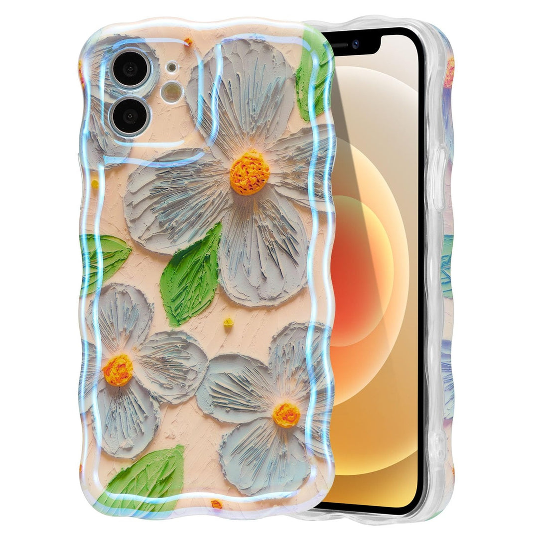 Retro Floral Glossy iPhone 16 Pro Case - Pink Wave - DOKUTRONIX