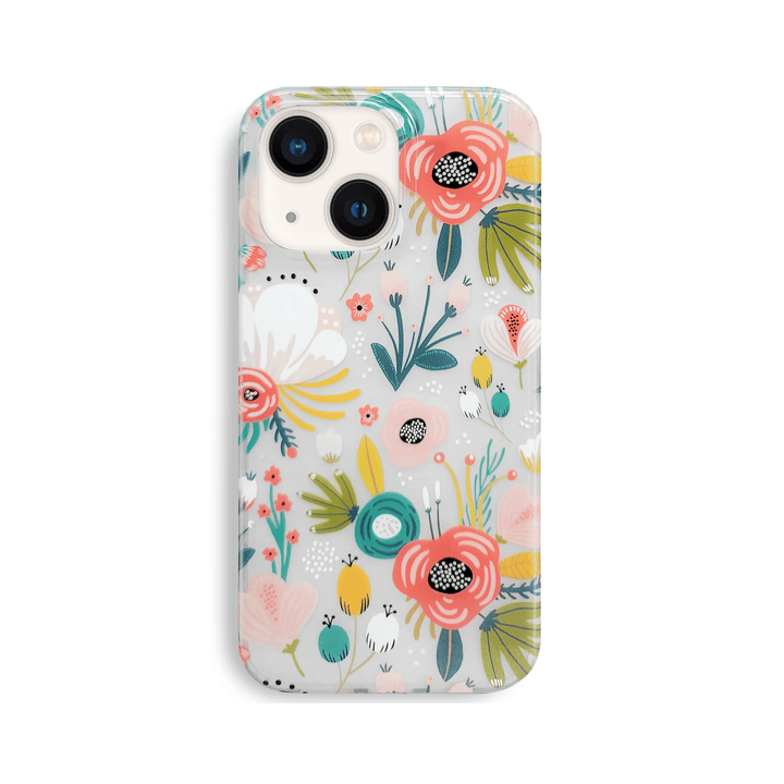 Floral Elegance iPhone 15 Plus Case - Frosted Clear - DOKUTRONIX