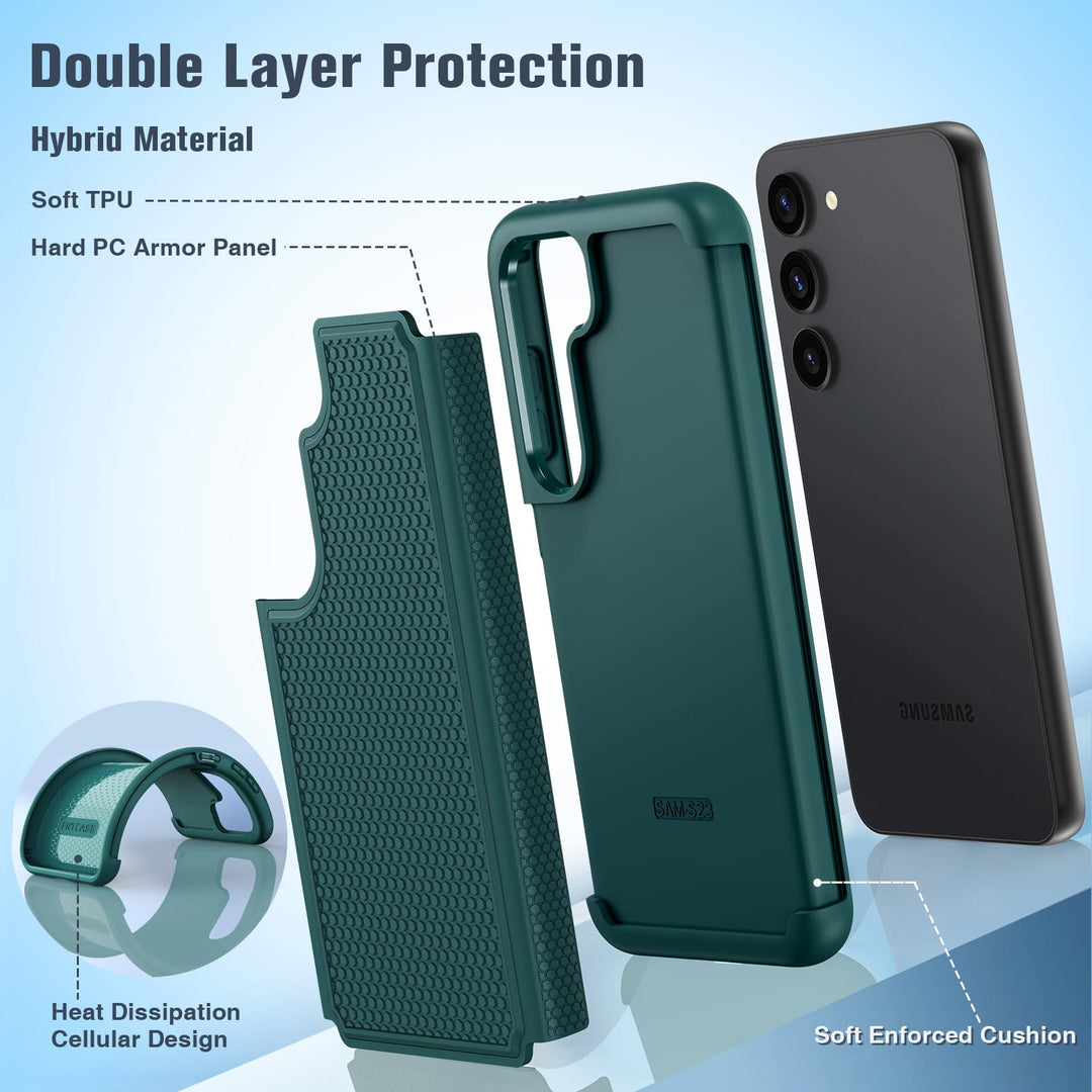 FNTCASE Rugged Shield for Galaxy S23 - Black Matte - DOKUTRONIX