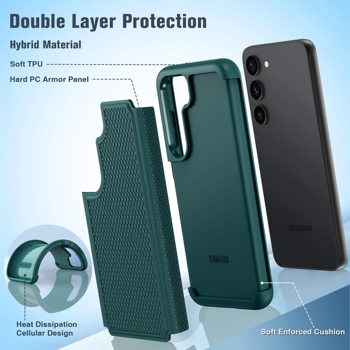 FNTCASE Rugged Shield for Galaxy S23 - Black Matte - DOKUTRONIX