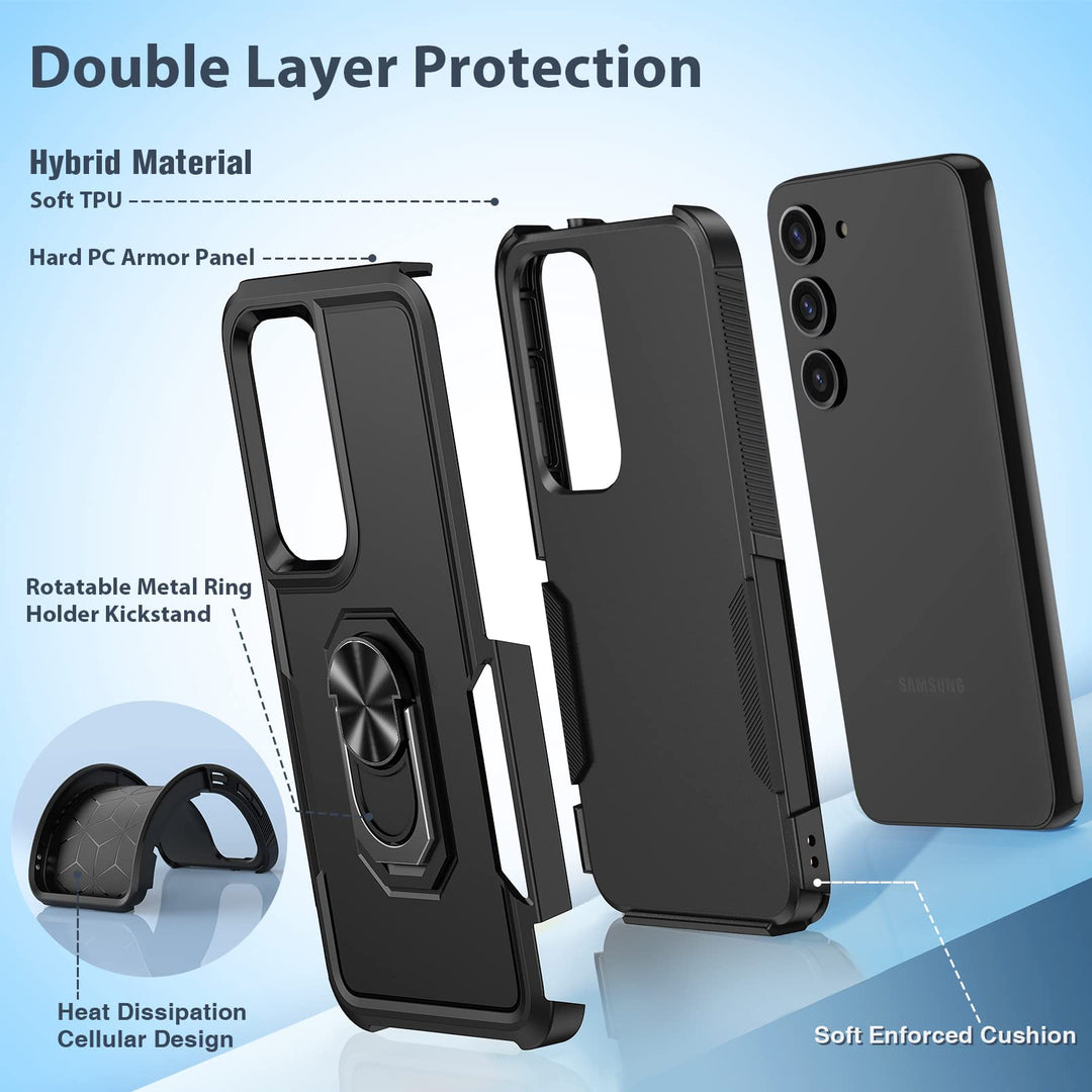 FNTCASE Rugged Shield for Galaxy S23 - Black Matte - DOKUTRONIX