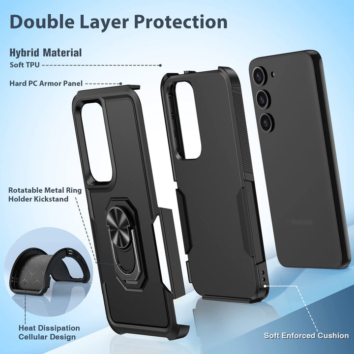 FNTCASE Rugged Shield for Galaxy S23 - Black Matte - DOKUTRONIX