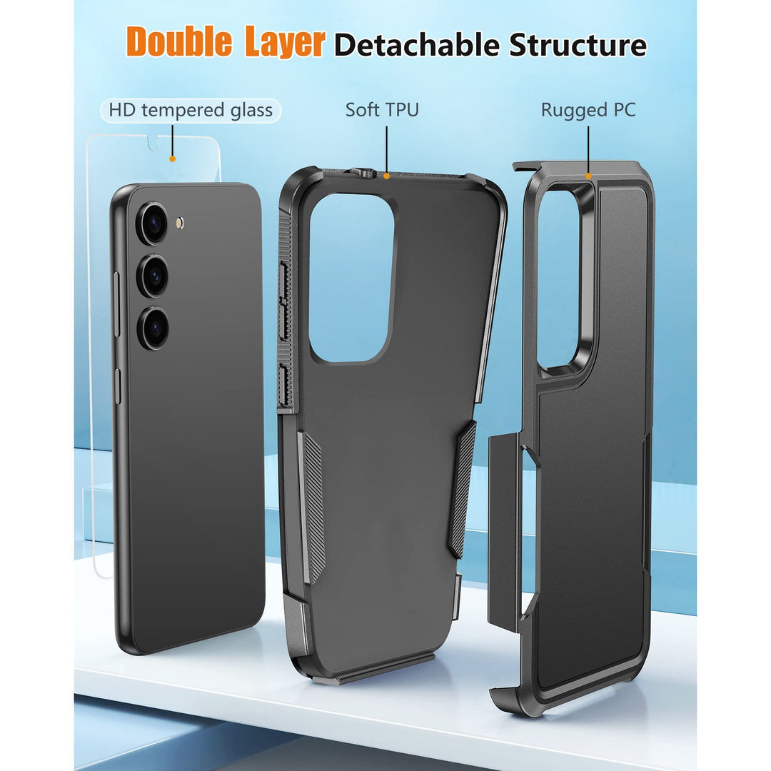 FNTCASE Rugged Shield for Galaxy S23 - Black Matte - DOKUTRONIX