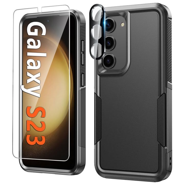 FNTCASE Rugged Shield for Galaxy S23 - Black Matte - DOKUTRONIX