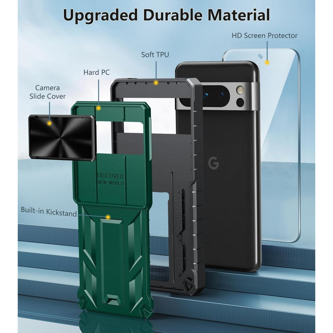 FNTCASE Rugged Kickstand Case for Pixel 8 Pro - Green - DOKUTRONIX