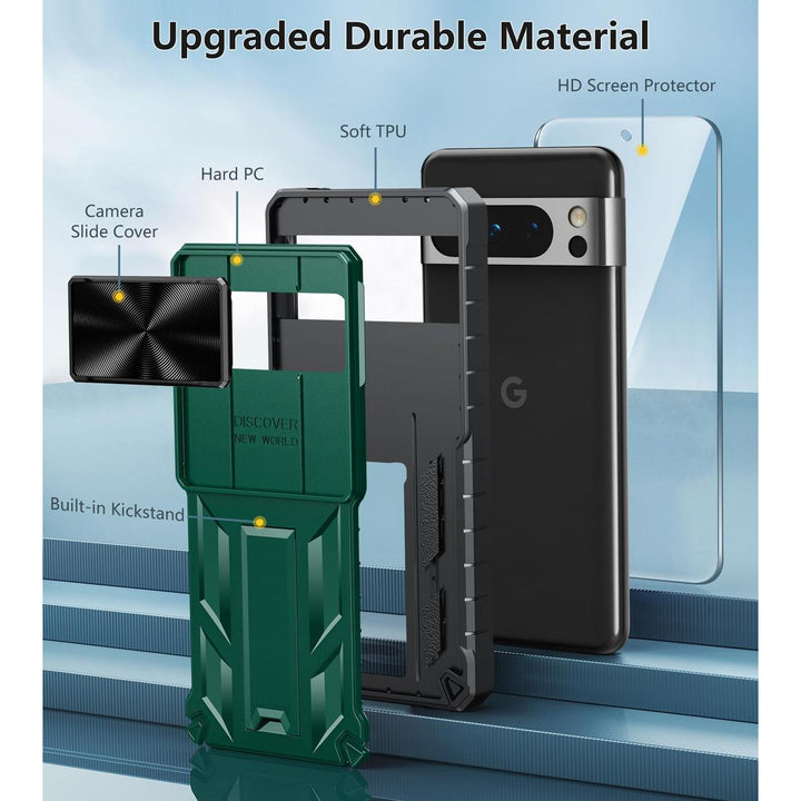 FNTCASE Rugged Kickstand Case for Pixel 8 Pro - Green - DOKUTRONIX