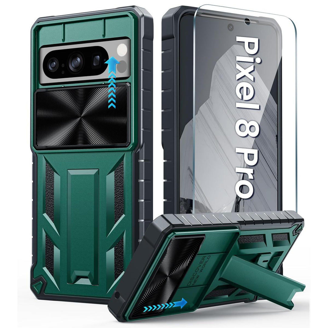 FNTCASE Rugged Kickstand Case for Pixel 8 Pro - Green - DOKUTRONIX