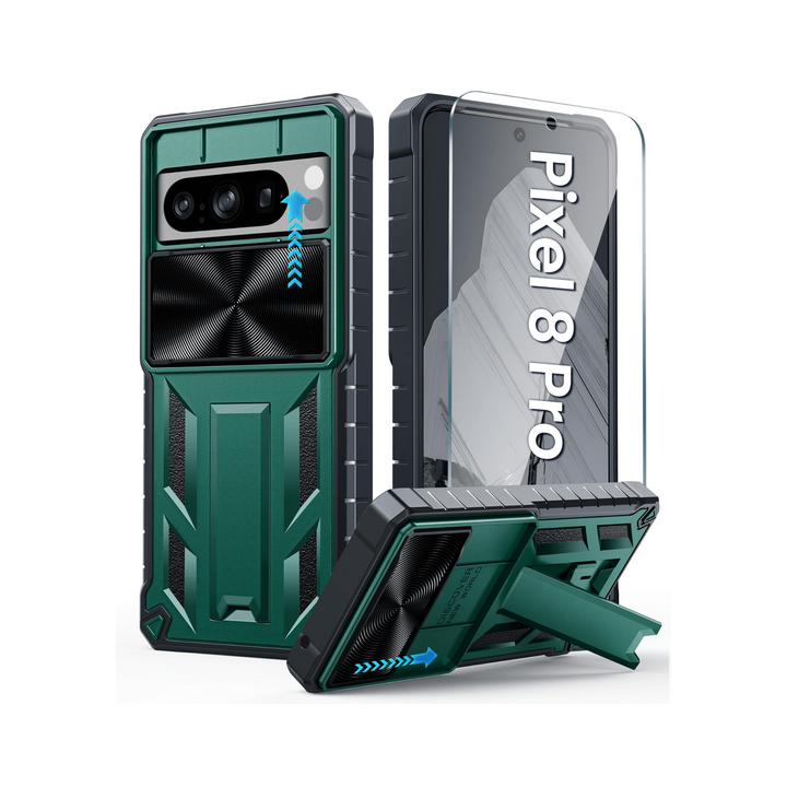 FNTCASE Rugged Kickstand Case for Pixel 8 Pro - Green - DOKUTRONIX