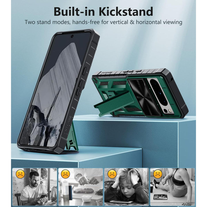 FNTCASE Rugged Kickstand Case for Pixel 8 Pro - Green - DOKUTRONIX