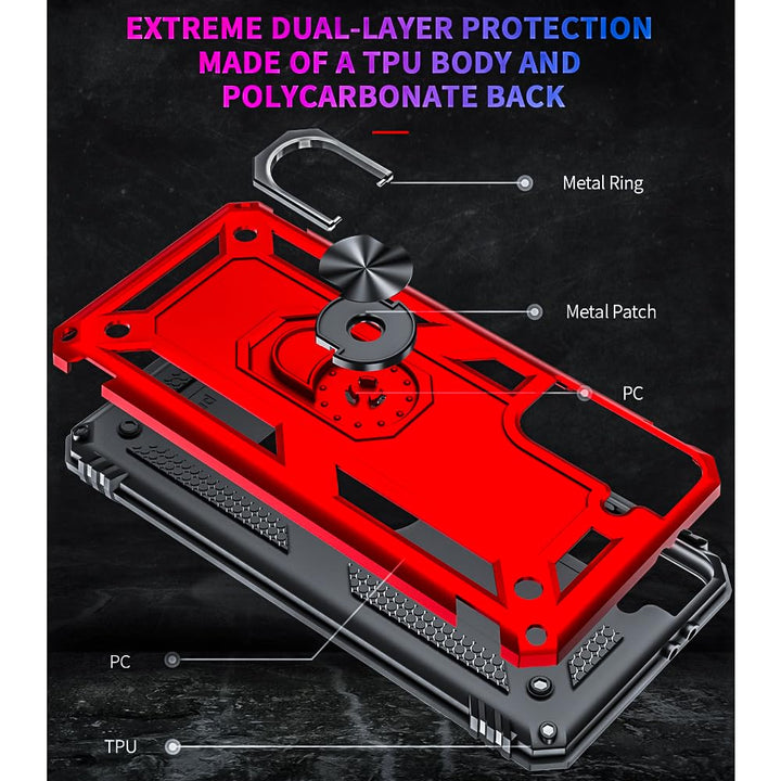S21 ArmorCase: Red Military-Grade with Screen Protector - DOKUTRONIX