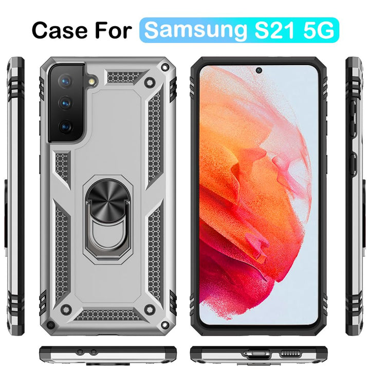 S21 ArmorCase: Red Military-Grade with Screen Protector - DOKUTRONIX