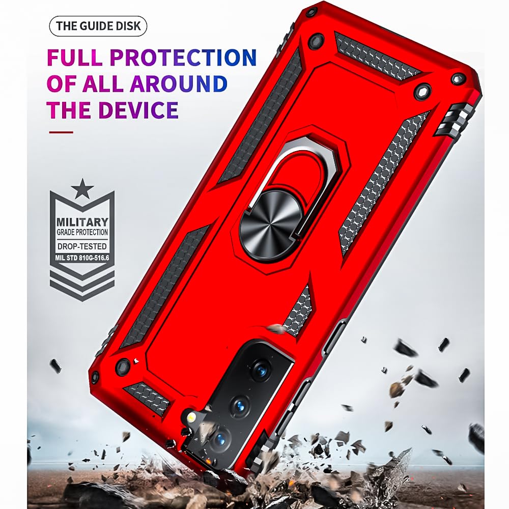 S21 ArmorCase: Red Military-Grade with Screen Protector - DOKUTRONIX