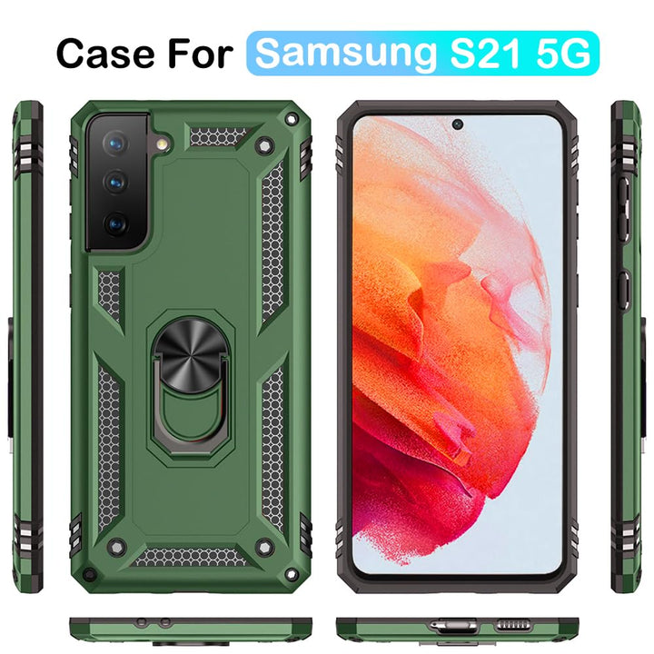 S21 ArmorCase: Red Military-Grade with Screen Protector - DOKUTRONIX