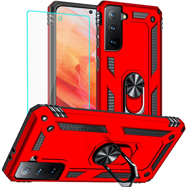S21 ArmorCase: Red Military-Grade with Screen Protector - DOKUTRONIX