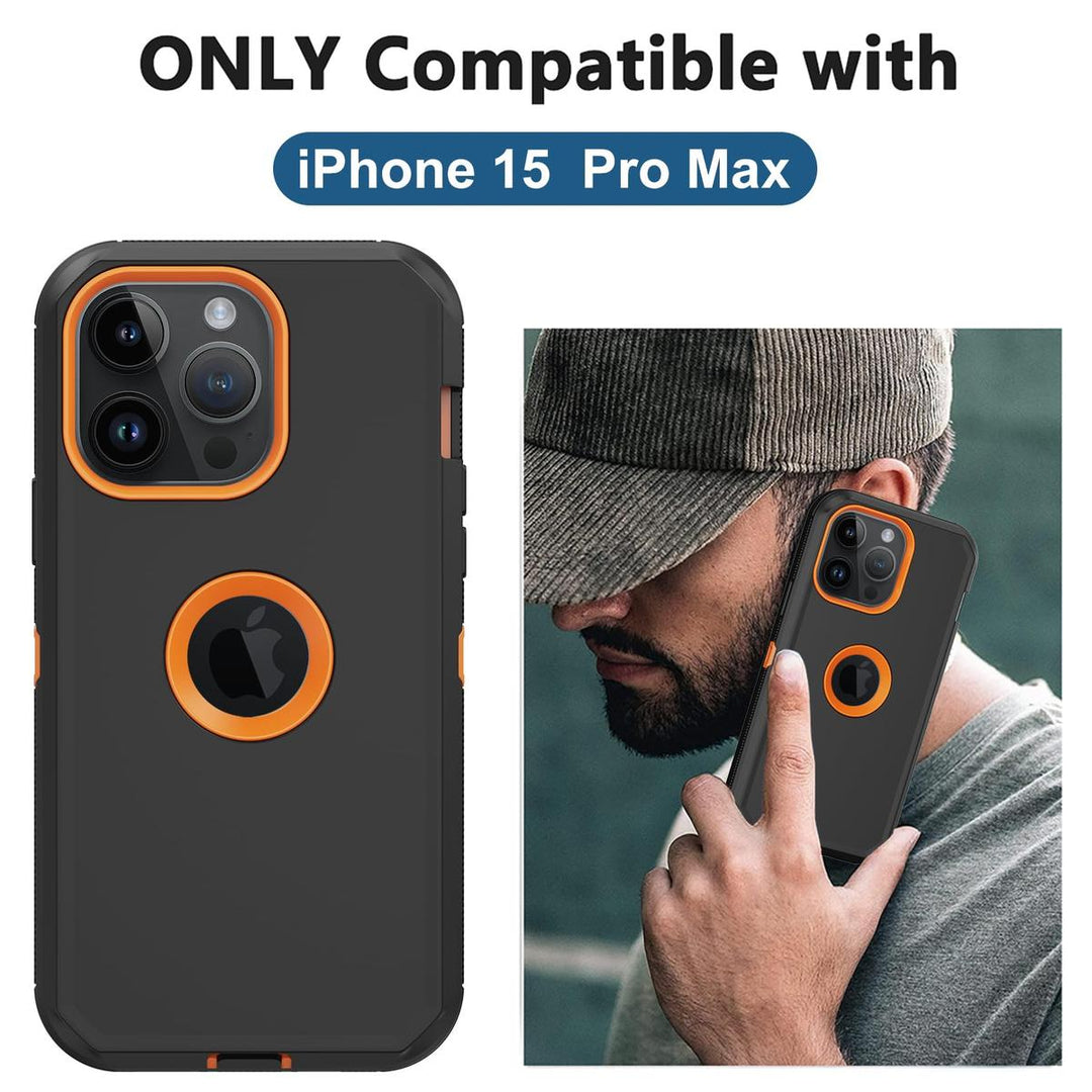 MaxArmor Pro Case for iPhone 15 - Black/Orange - DOKUTRONIX
