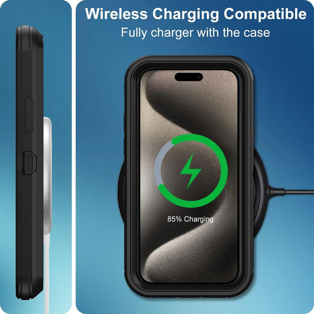 MaxArmor Pro Case for iPhone 15 - Black/Orange - DOKUTRONIX