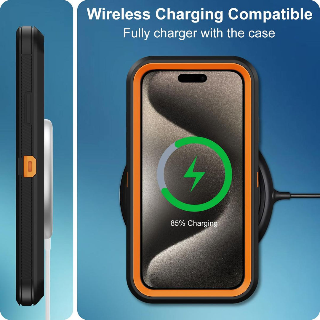 MaxArmor Pro Case for iPhone 15 - Black/Orange - DOKUTRONIX