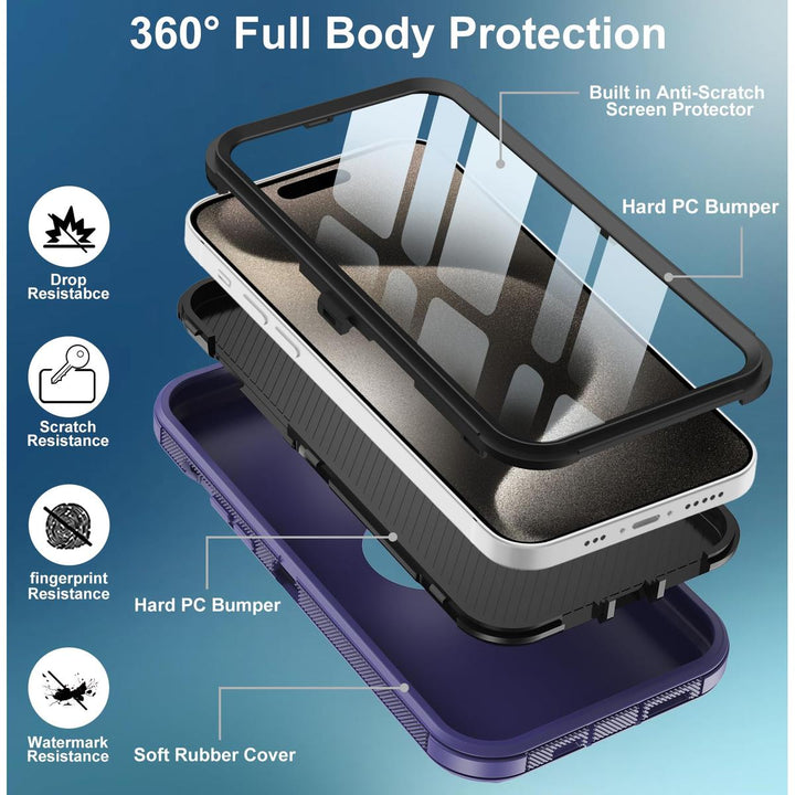 MaxArmor Pro Case for iPhone 15 - Black/Orange - DOKUTRONIX