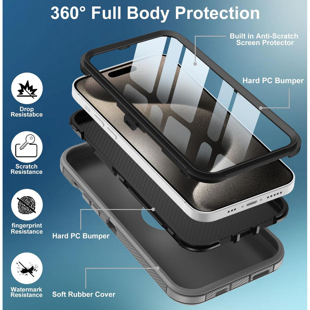 MaxArmor Pro Case for iPhone 15 - Black/Orange - DOKUTRONIX