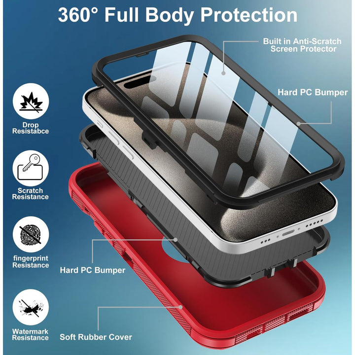 MaxArmor Pro Case for iPhone 15 - Black/Orange - DOKUTRONIX