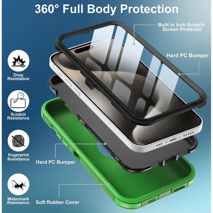 MaxArmor Pro Case for iPhone 15 - Black/Orange - DOKUTRONIX