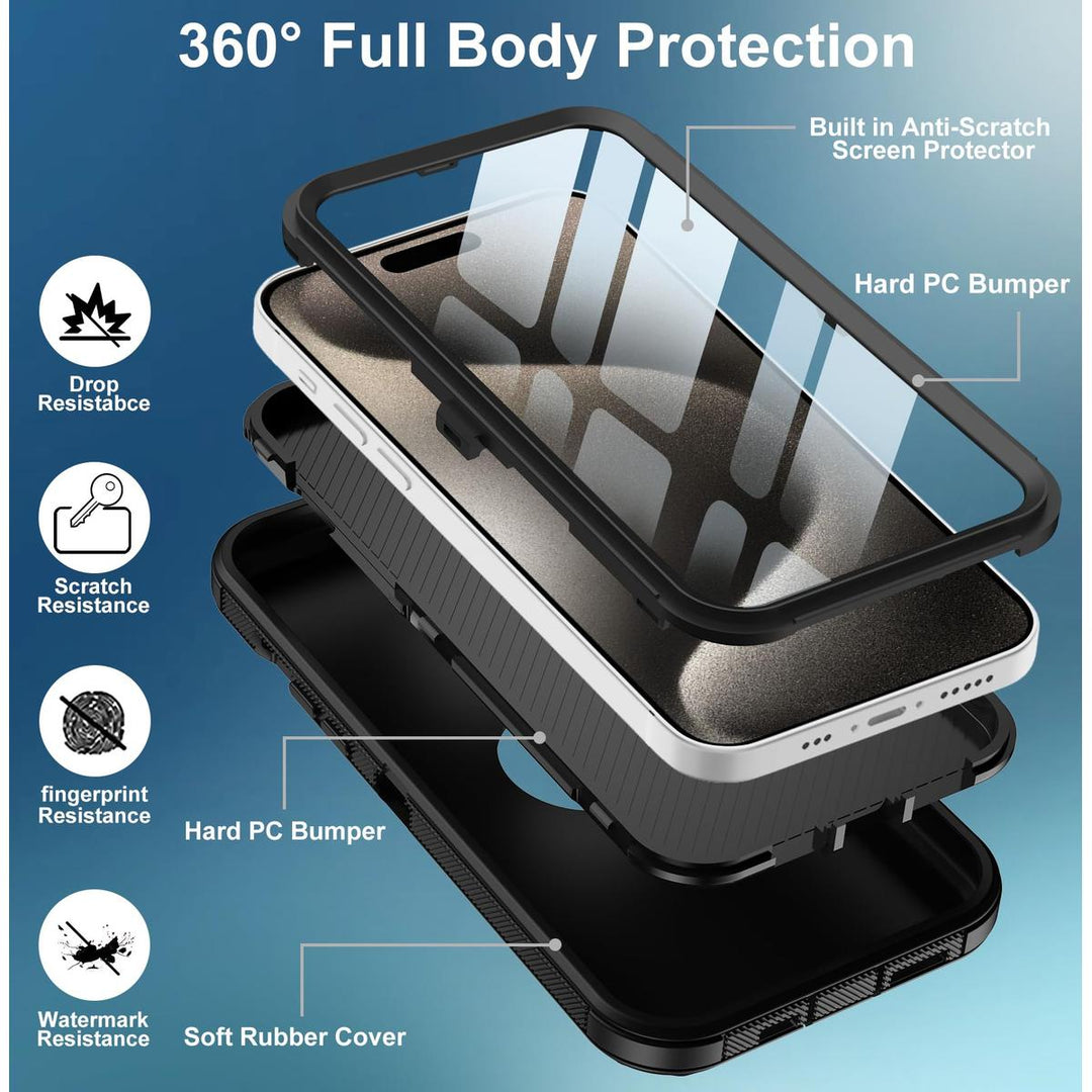 MaxArmor Pro Case for iPhone 15 - Black/Orange - DOKUTRONIX