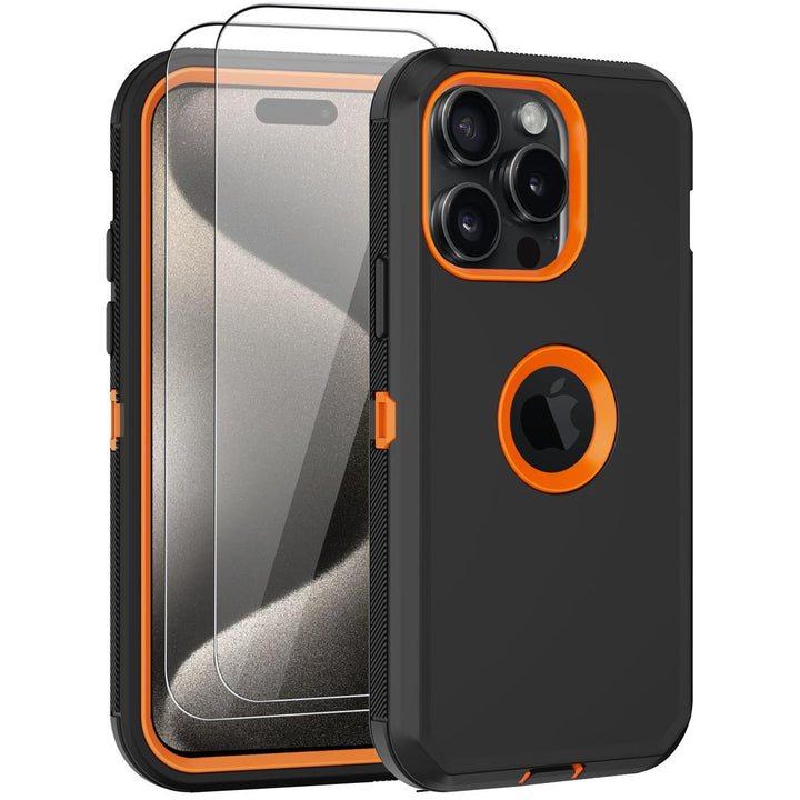 MaxArmor Pro Case for iPhone 15 - Black/Orange - DOKUTRONIX
