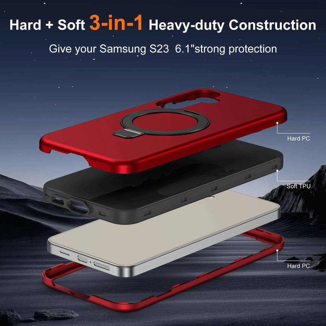 Magnetic Shield Case for Galaxy S23 - Red - DOKUTRONIX