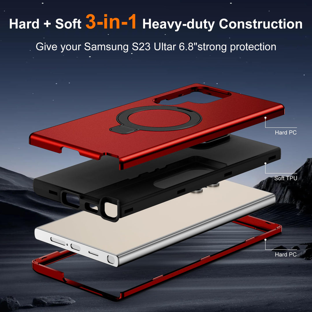 Magnetic Shield Case for Galaxy S23 - Red - DOKUTRONIX