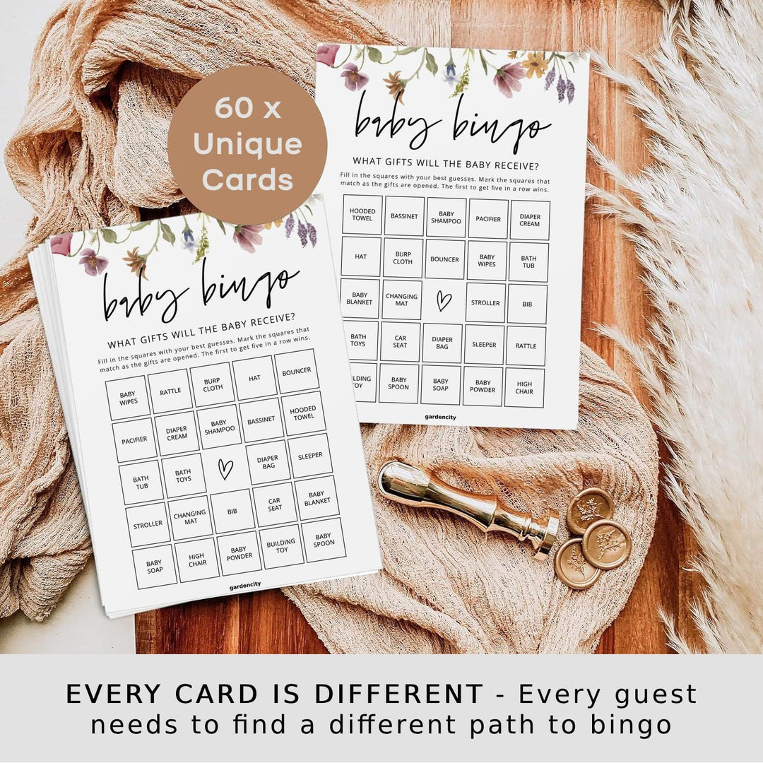 GardenCity Baby Bingo: 60 Fun Cards for Showers - DOKUTRONIX
