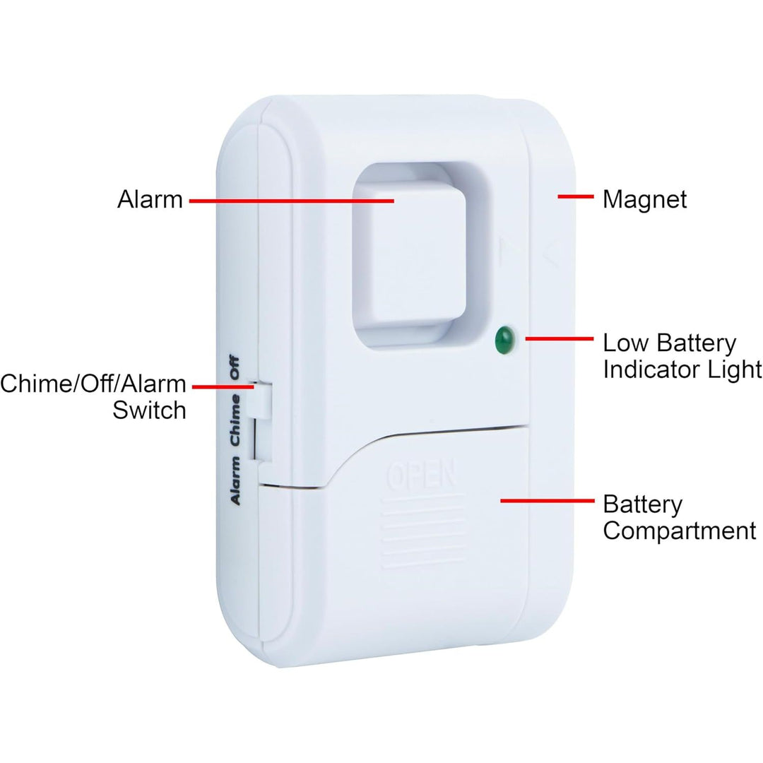 GE Personal Security Window and Door Alarm, 4 Pack, DIY Protection, Burglar Alert, Wireless Chime/Alarm, Easy Installation, Home Security, Ideal for Home, Garage, Apartment and More, White, 45174 - DOKUTRONIX