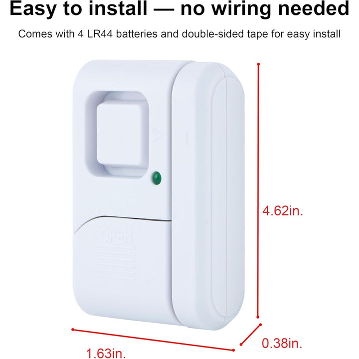 GE Personal Security Window and Door Alarm, 4 Pack, DIY Protection, Burglar Alert, Wireless Chime/Alarm, Easy Installation, Home Security, Ideal for Home, Garage, Apartment and More, White, 45174 - DOKUTRONIX