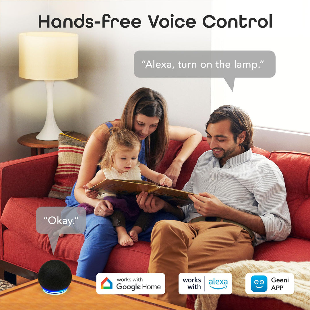 Geeni Smart Surge Protector 6-Outlet Power Strip – Wi-Fi Enabled with Voice Control (Alexa, Google Assistant), Surge Protection, 3ft Extension Cord, Remote Access - DOKUTRONIX