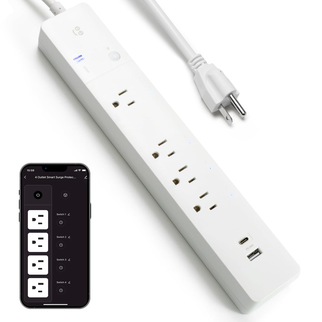 Geeni Smart Surge Protector 6-Outlet Power Strip – Wi-Fi Enabled with Voice Control (Alexa, Google Assistant), Surge Protection, 3ft Extension Cord, Remote Access - DOKUTRONIX