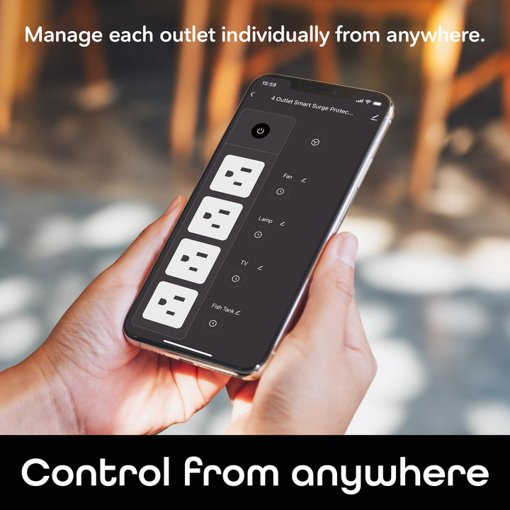 Geeni Smart Surge Protector 6-Outlet Power Strip – Wi-Fi Enabled with Voice Control (Alexa, Google Assistant), Surge Protection, 3ft Extension Cord, Remote Access - DOKUTRONIX