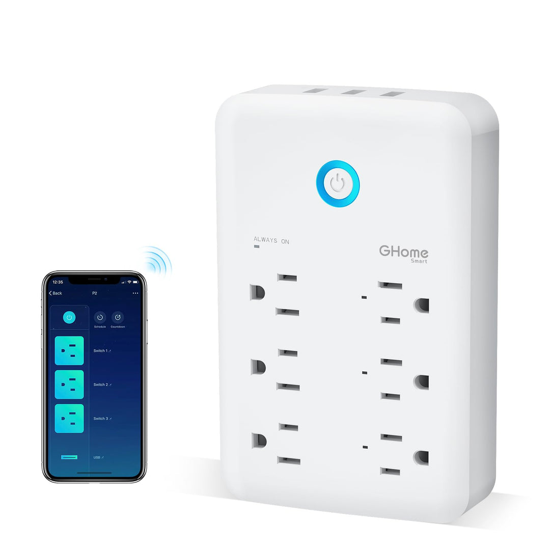 GHome Smart Power Strip with 3 USB Ports & 3 Smart Outlets Plugs That Work with Alexa & Google Home, WiFi Surge Protector, Flat Plug for Home Office Travel, 10A - DOKUTRONIX