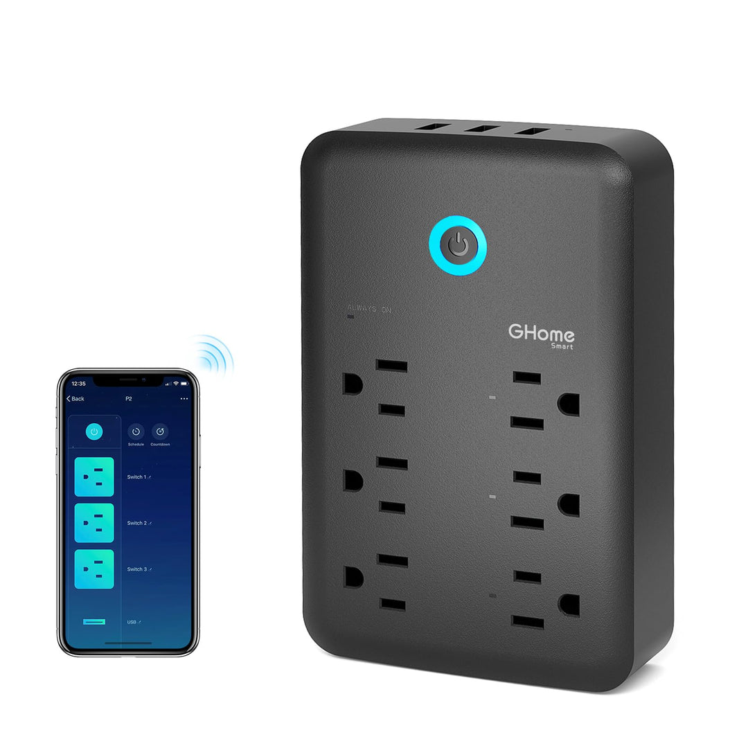 GHome Smart Power Strip with 3 USB Ports & 3 Smart Outlets Plugs That Work with Alexa & Google Home, WiFi Surge Protector, Flat Plug for Home Office Travel, 10A - DOKUTRONIX