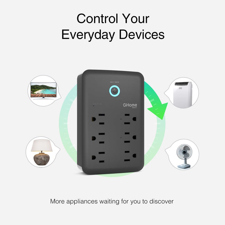 GHome Smart Power Strip with 3 USB Ports & 3 Smart Outlets Plugs That Work with Alexa & Google Home, WiFi Surge Protector, Flat Plug for Home Office Travel, 10A - DOKUTRONIX