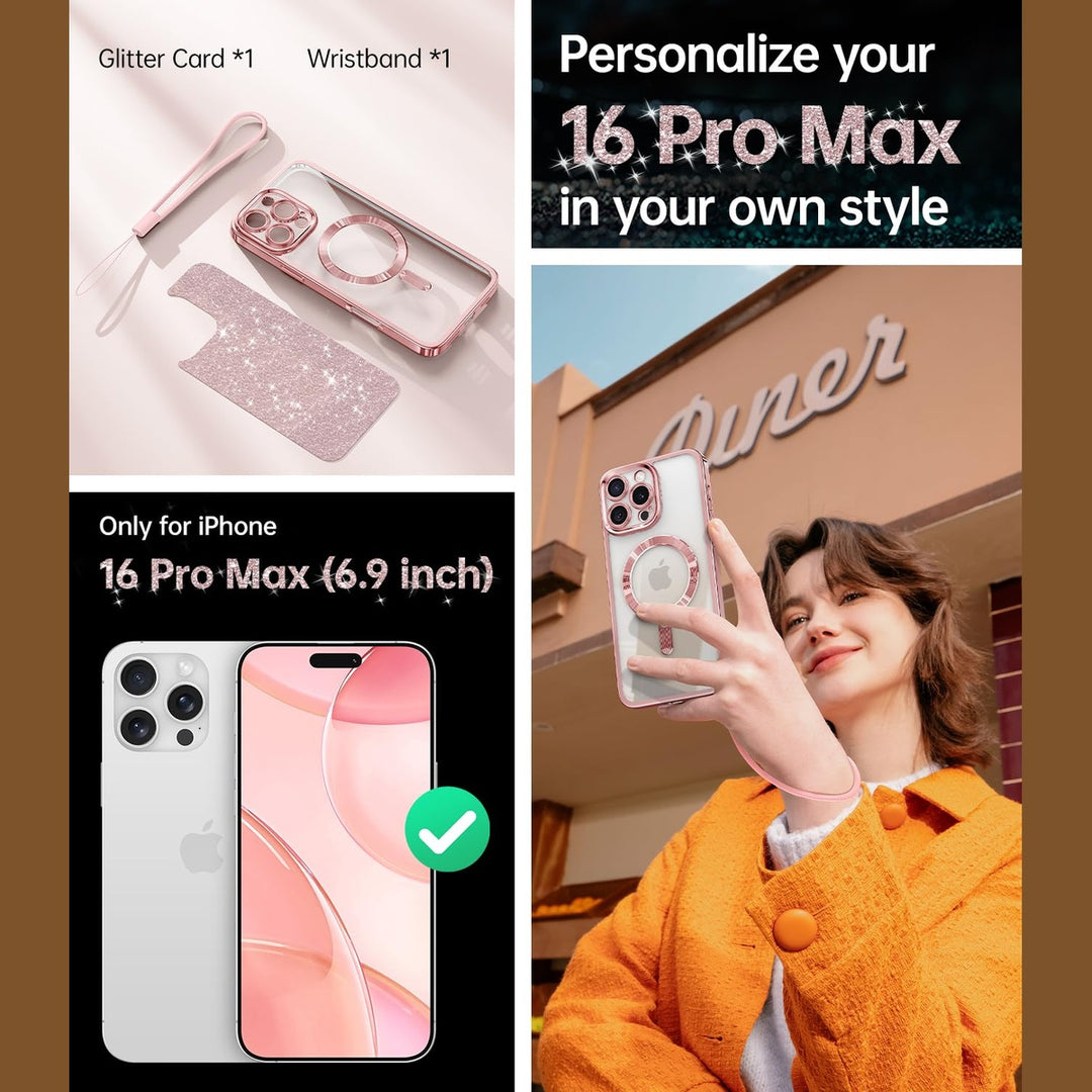 GlitterGuard Rose Gold iPhone 16 Pro Max Case - DOKUTRONIX