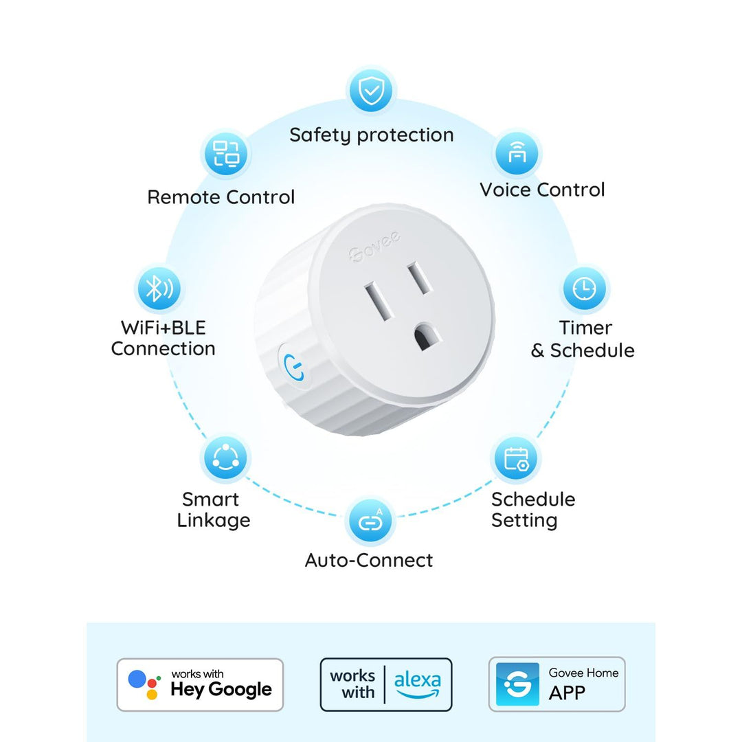 Govee Smart Plug, WiFi Plugs Work with Alexa & Google Assistant, Smart Outlet with Timer & Group Controller, WiFi Outlet for Home, No Hub Required, ETL & FCC Certified, 2.4G WiFi Only, 4 Pack - DOKUTRONIX